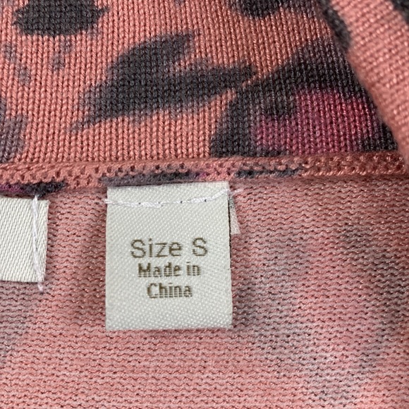 Boston Proper Sweater Open Cardigan S Animal Print Pink Purple Gray - Picture 13 of 14